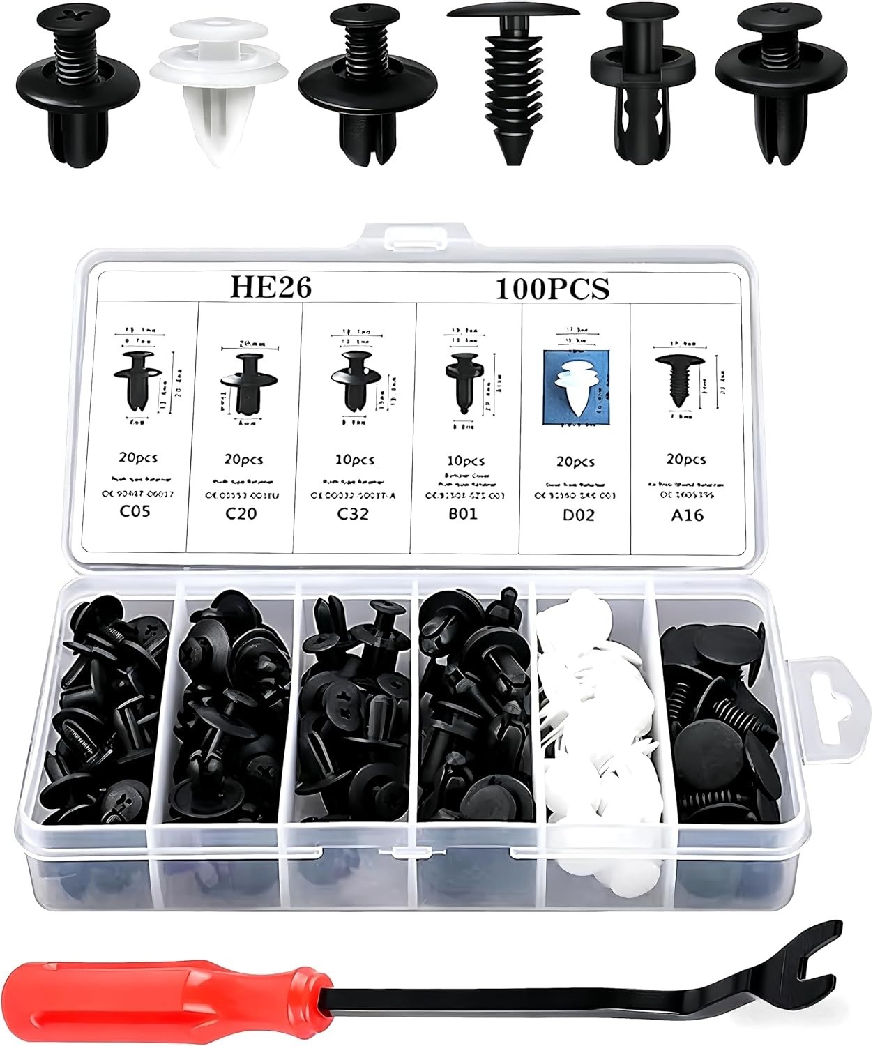 100pcs Retainer Clips Body Bumper Rivet Retainer Trim Molding Push Pin Clips Kit
