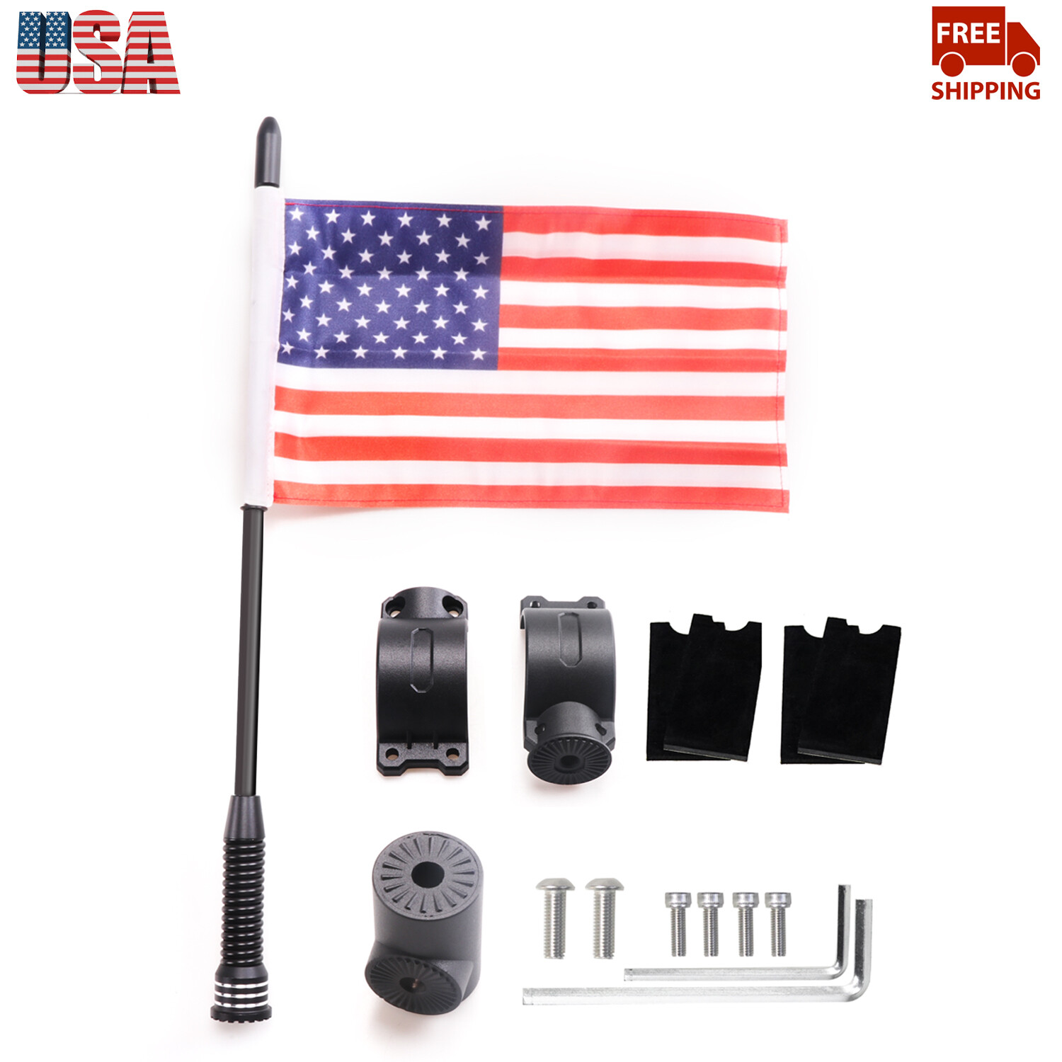 For Polaris RZR Ranger 2015-2020 1PCS US Flag Front Hood Flagpole Mount Holder