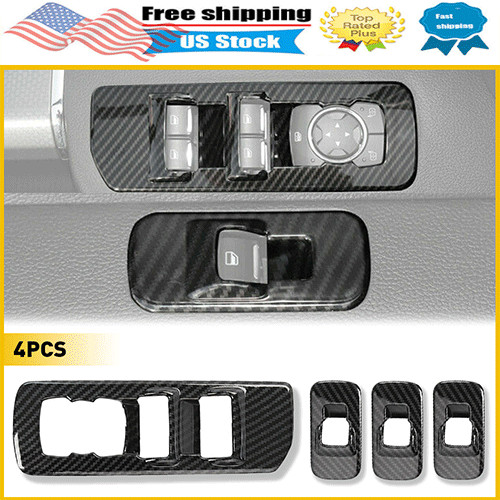 Fits 2015-2019 Ford F150 Carbon Fiber Driver Left Window Panel Switch Cover Trim