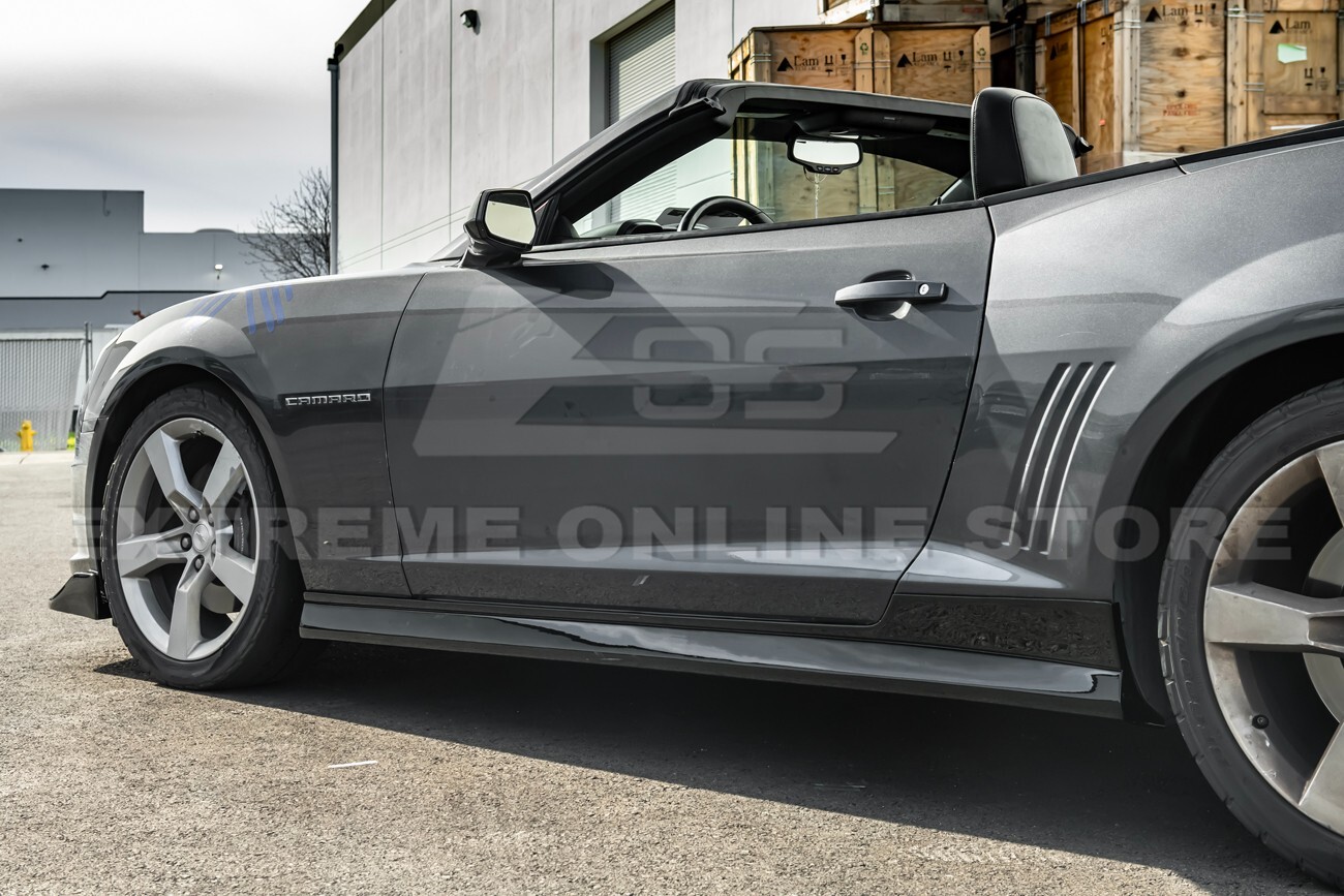 For 10-13 Camaro SS | ZL1 PAINTED GLOSSY BLACK Front Lip Splitter & Side Skirts
