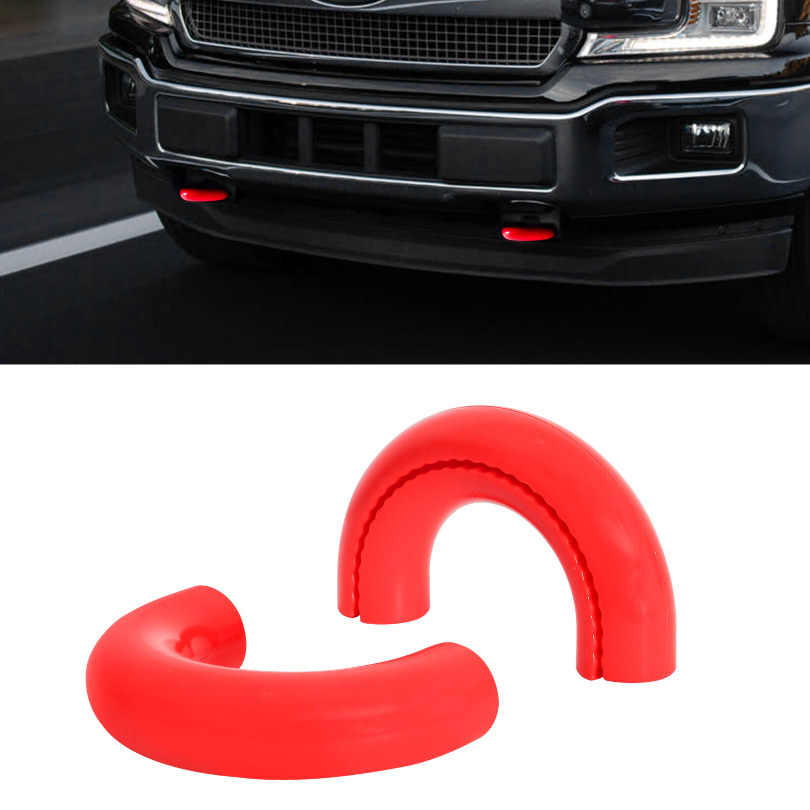 2PCS Red D-Ring Tow Hook Covers for Ford F150 2004-2024 Exterior Accessories US