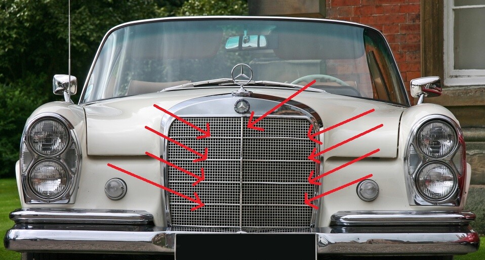 Fit For Mercedes Benz W108 Grill Moulding trim set 9 Pcs Alu 250S 280S 250SE 280