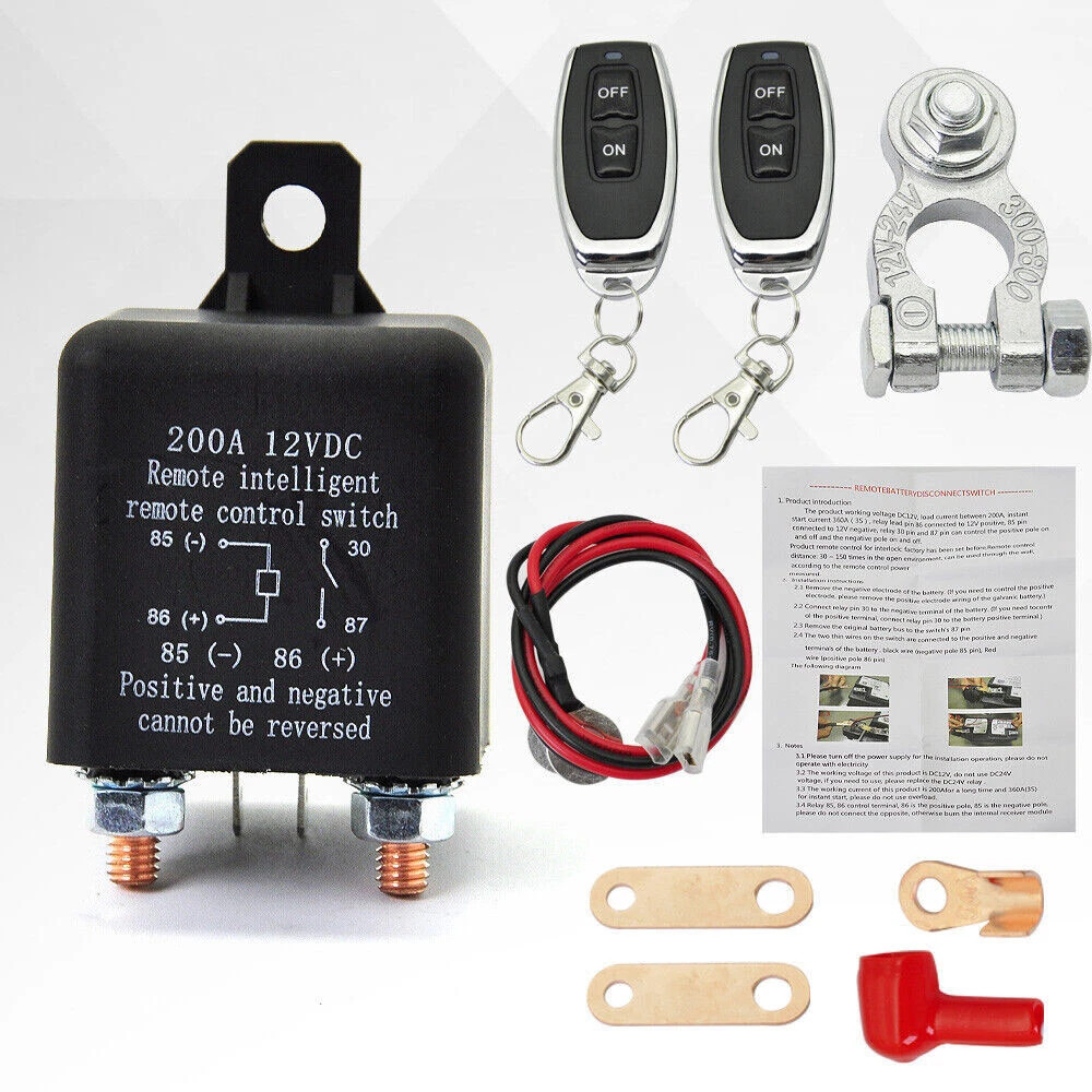 Remote Control Battery Disconnect Switch 12V, Easy Install Kill Switch for Cars