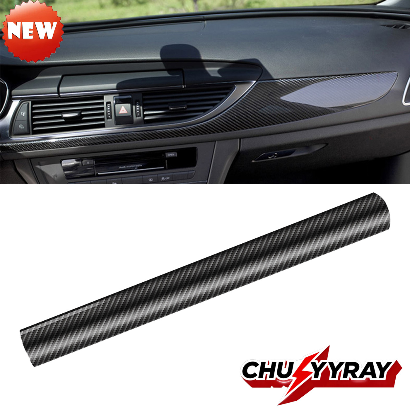5D Carbon Fiber Texture Matte Black Vinyl Car Wrap Sticker Decal Film Sheet