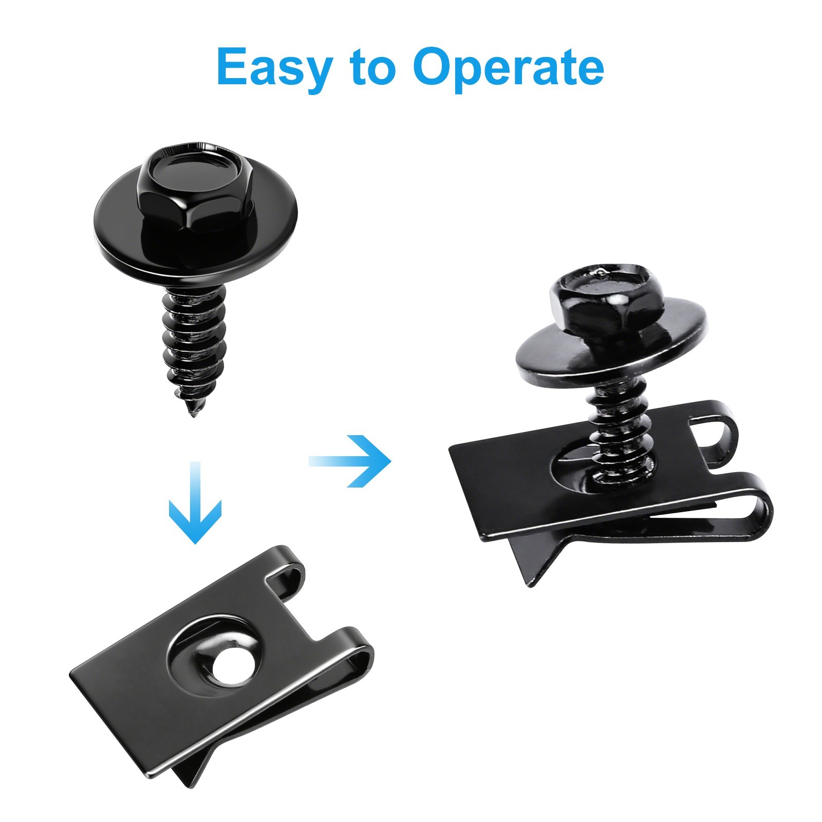 50PCS Universal M4.2 Fender Liner Screws U-Nut Clips Car Engine Splash Fasteners