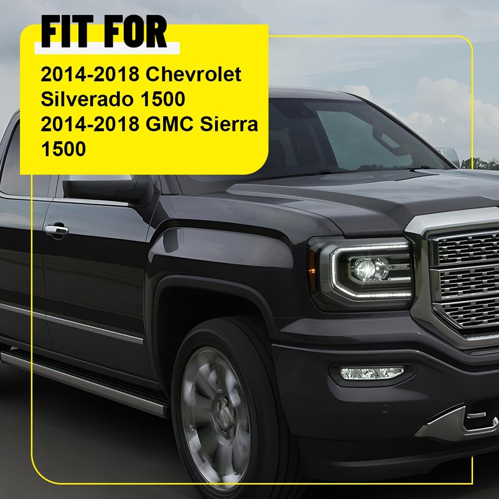Fit 2014-2018 Silverado Chevy Sierra Polycarbonate GMC Black Pillar Post Trim