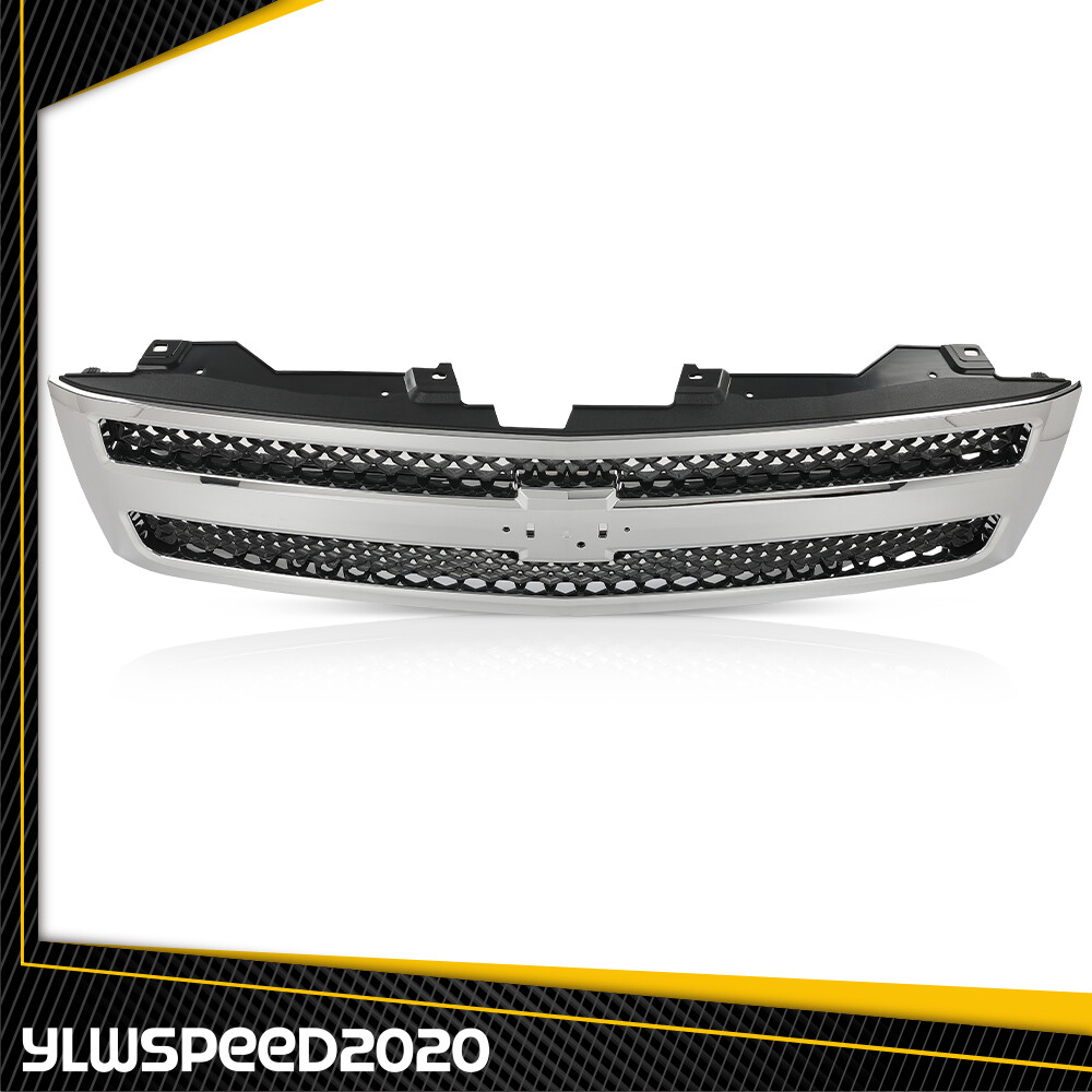 Silver Shell Grille Grill Bumper Fit For 2007-2013 Chevy Silverado 1500