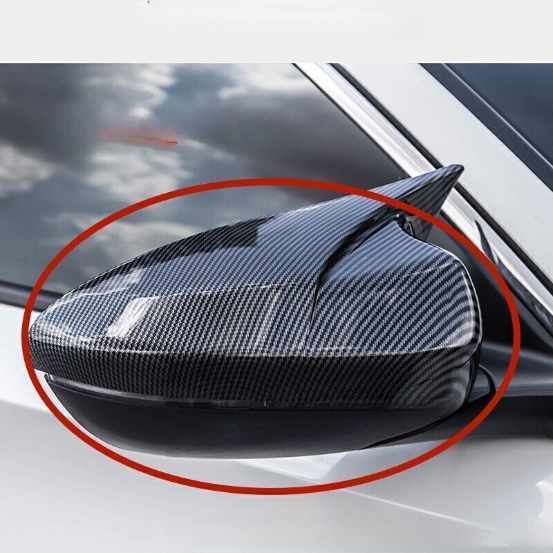 2X For Honda Accord 2018-2022 Carbon Fiber Side Door Mirror Cover Cap Horn Style