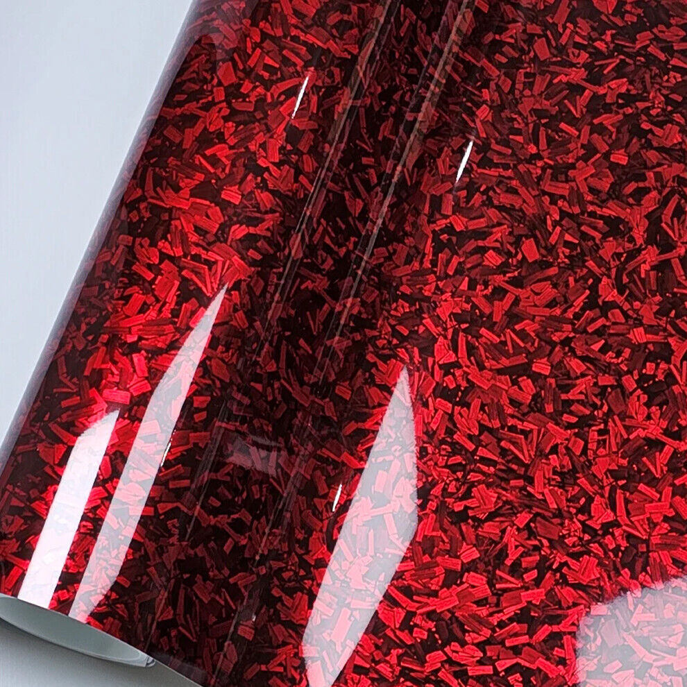 20cm*152cm High Glossy Red Forged Carbon Fiber Car Sticker Adhesive Vinyl Wrap