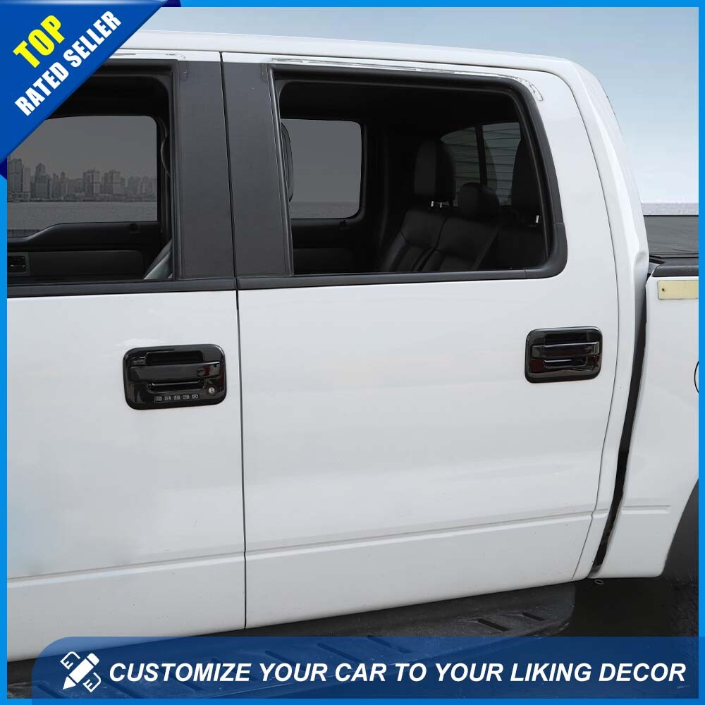 Exterior Side + Tail Door Handle Bowl Decor Cover Trim For 09-14 Ford F150 Black