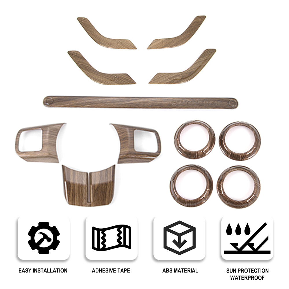 Wood Grain Interior Decor Trim Cover Kit for Jeep Wrangler JK 11-18 Accessories
