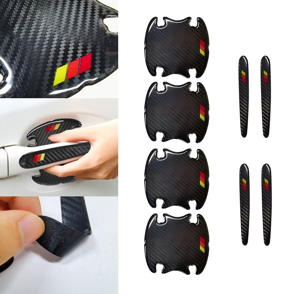 8X Tri-Color Car Door Sill Handle Cup Sticker For Toyota 4Runner Rav4 Highlander