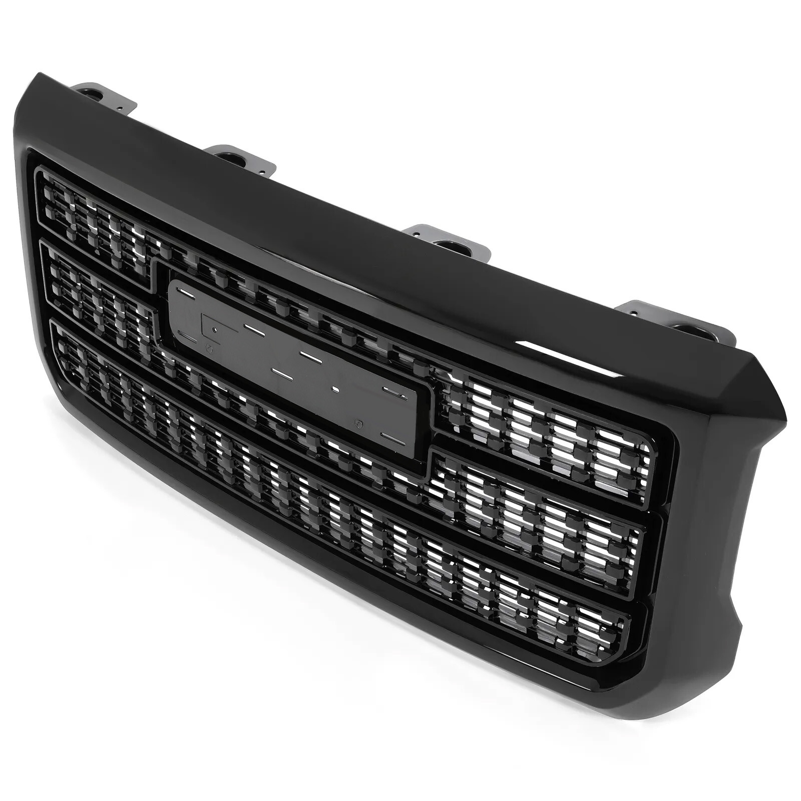 Front Upper Grille For 2015-2019 GMC Sierra 2500HD 3500HD Denali Gloss Black