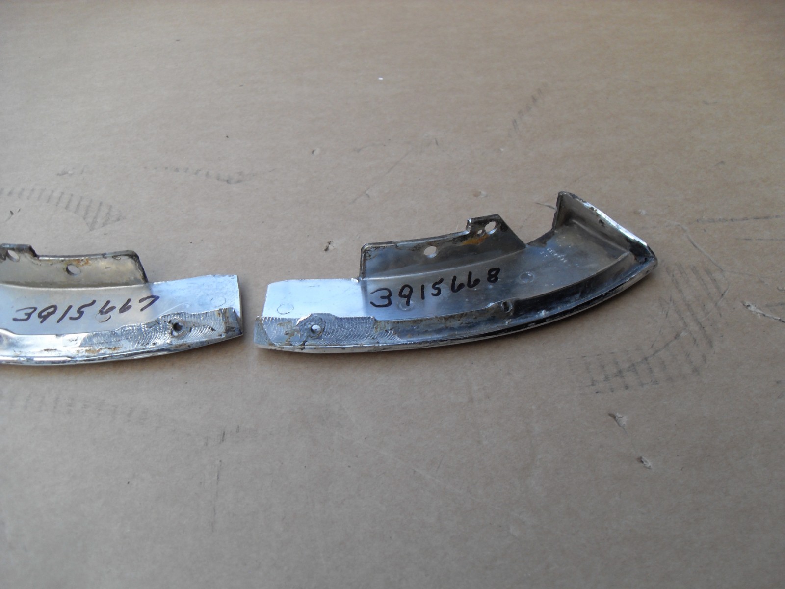 1968 corvette convertible RH LH Windshield Header Corner Chrome molding. 68 only