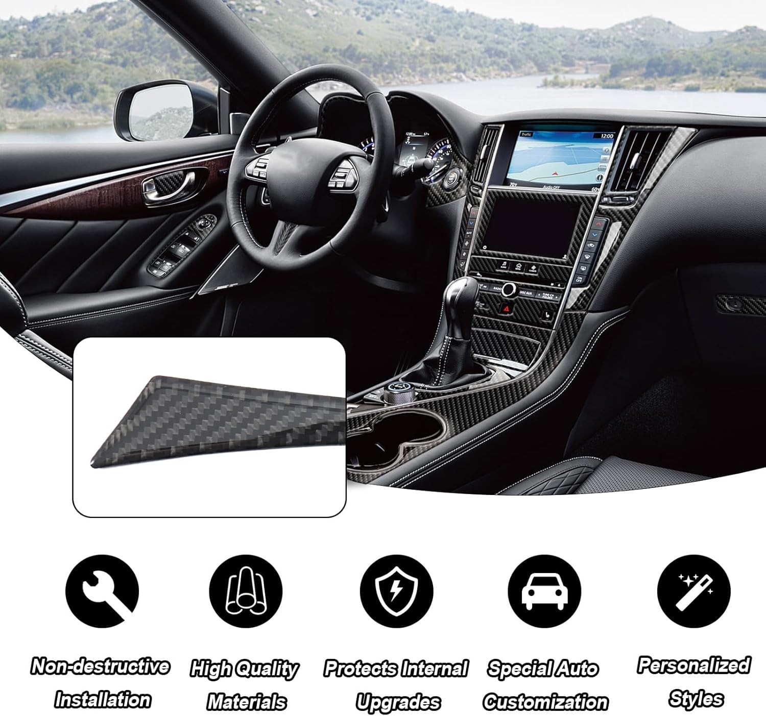 3D Carbon Fiber Look DIY Trim PVC Stickers For 2010-2016 Infiniti G25 G37 4-Door