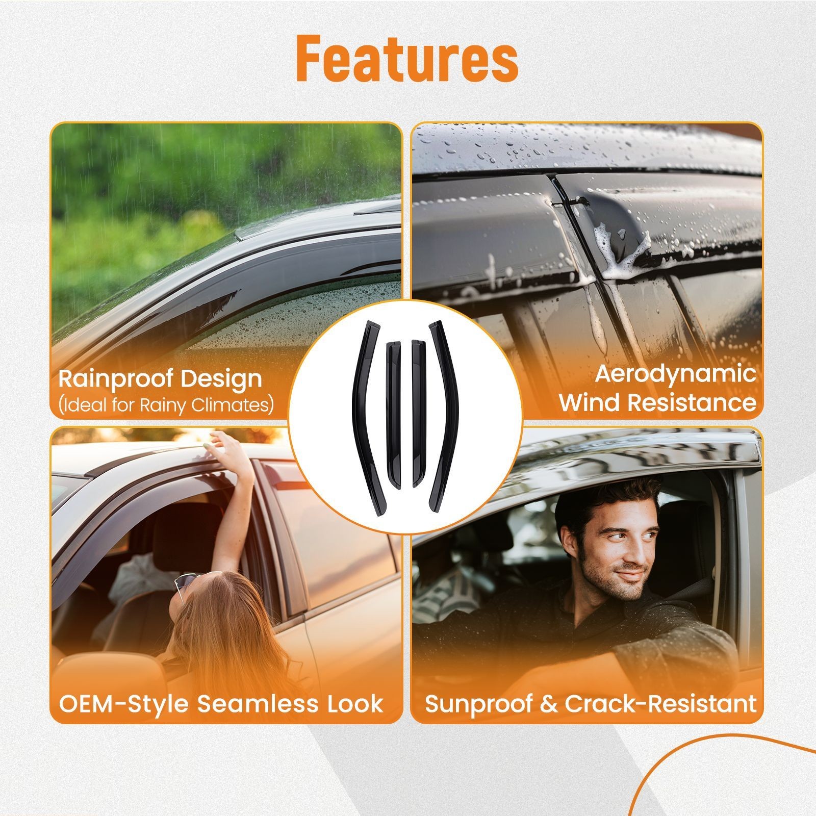 Rain Guards Visor for Dodge Durango 2011-2024 Window Deflectors 4Pcs 1.8mm