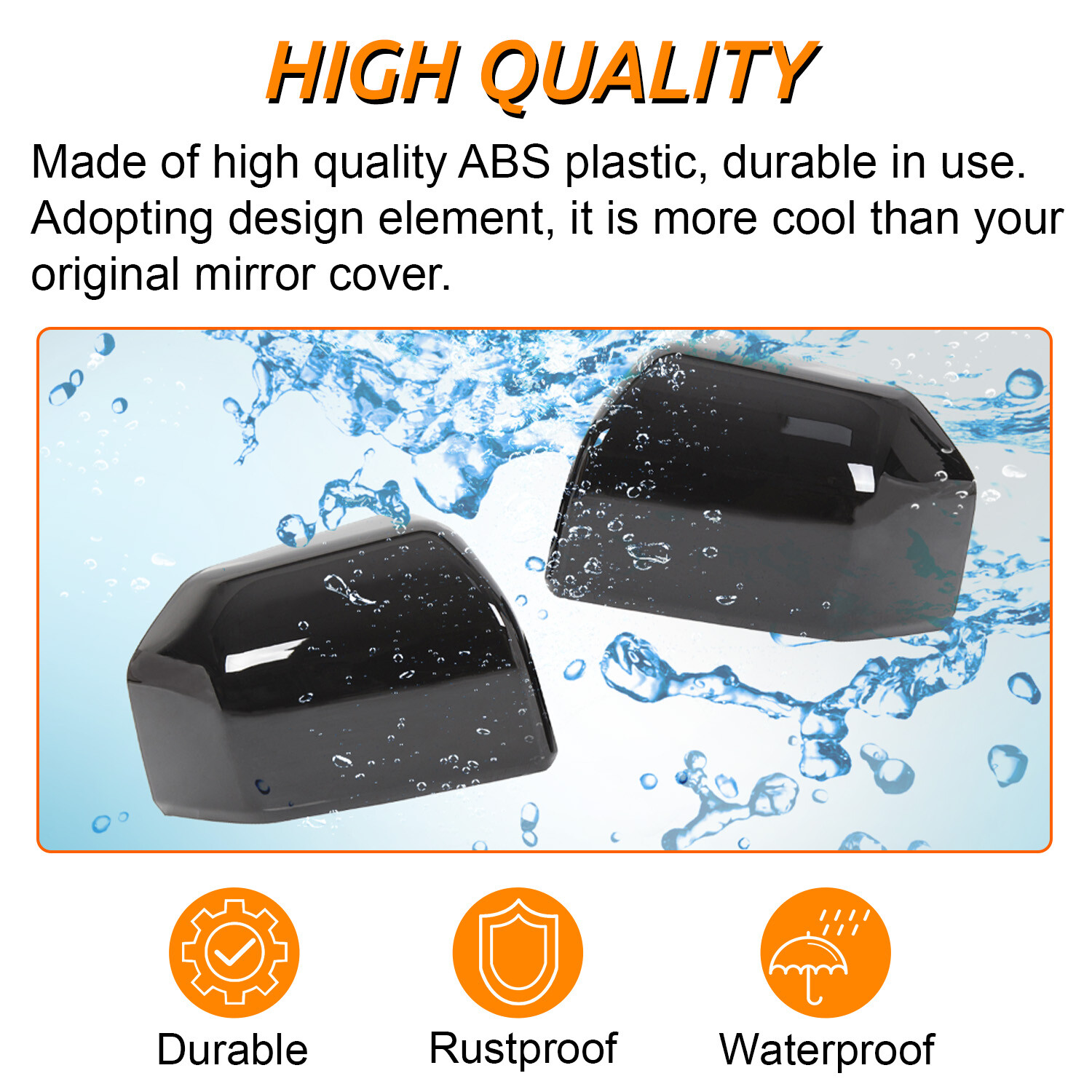 For 2015-2020 Ford F150 Top Glossy Black Replacement Mirror Covers Caps F-150