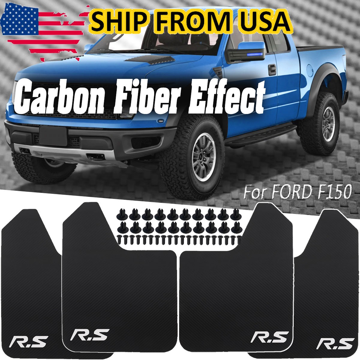4PCS Front&Rear Black Universal Splash Guards Mud Flaps for Toyota Car Pickup