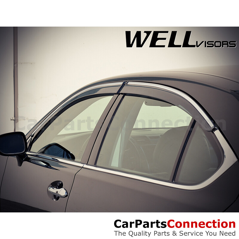 WellVisors Window Visors 07-17 For Lexus LS460 Side Deflectors Chrome