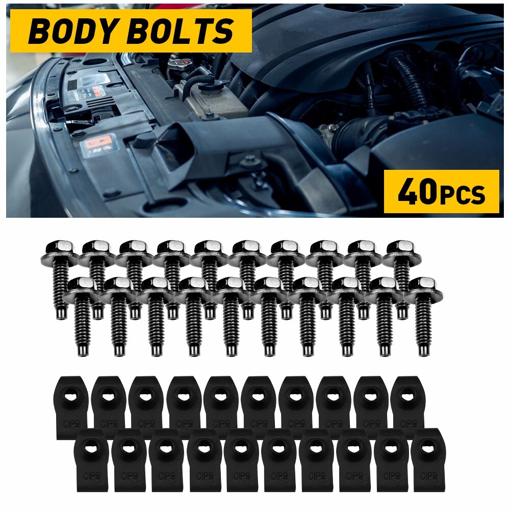 Car Truck Body Bolts & U-nut Clips- 5/16-18 x 1-3/16″- 1/2″ Hex- 40pcs/set- #374