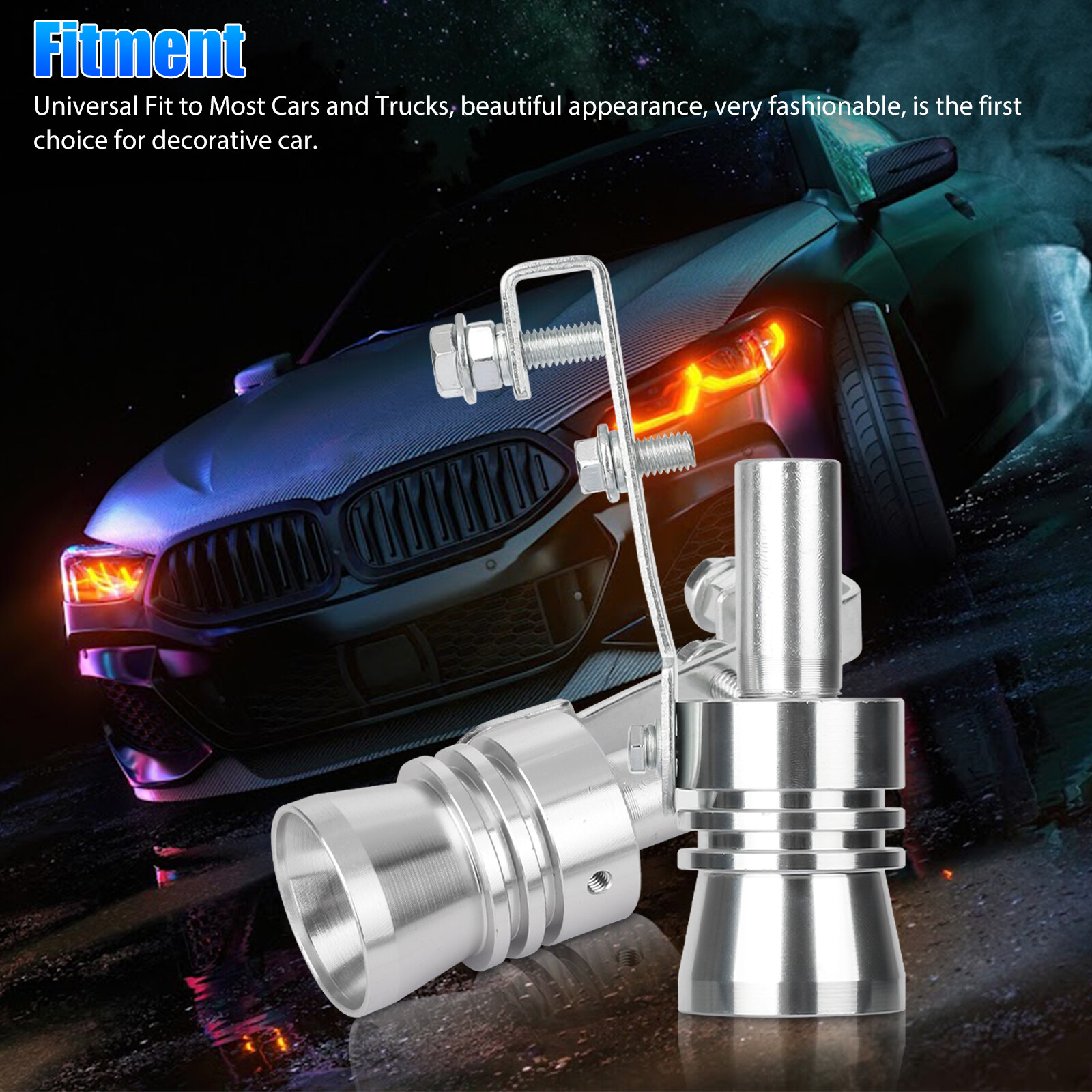 2X Universal Turbo Sound Exhaust Muffler Pipe Whistle Car Oversized Roar Maker