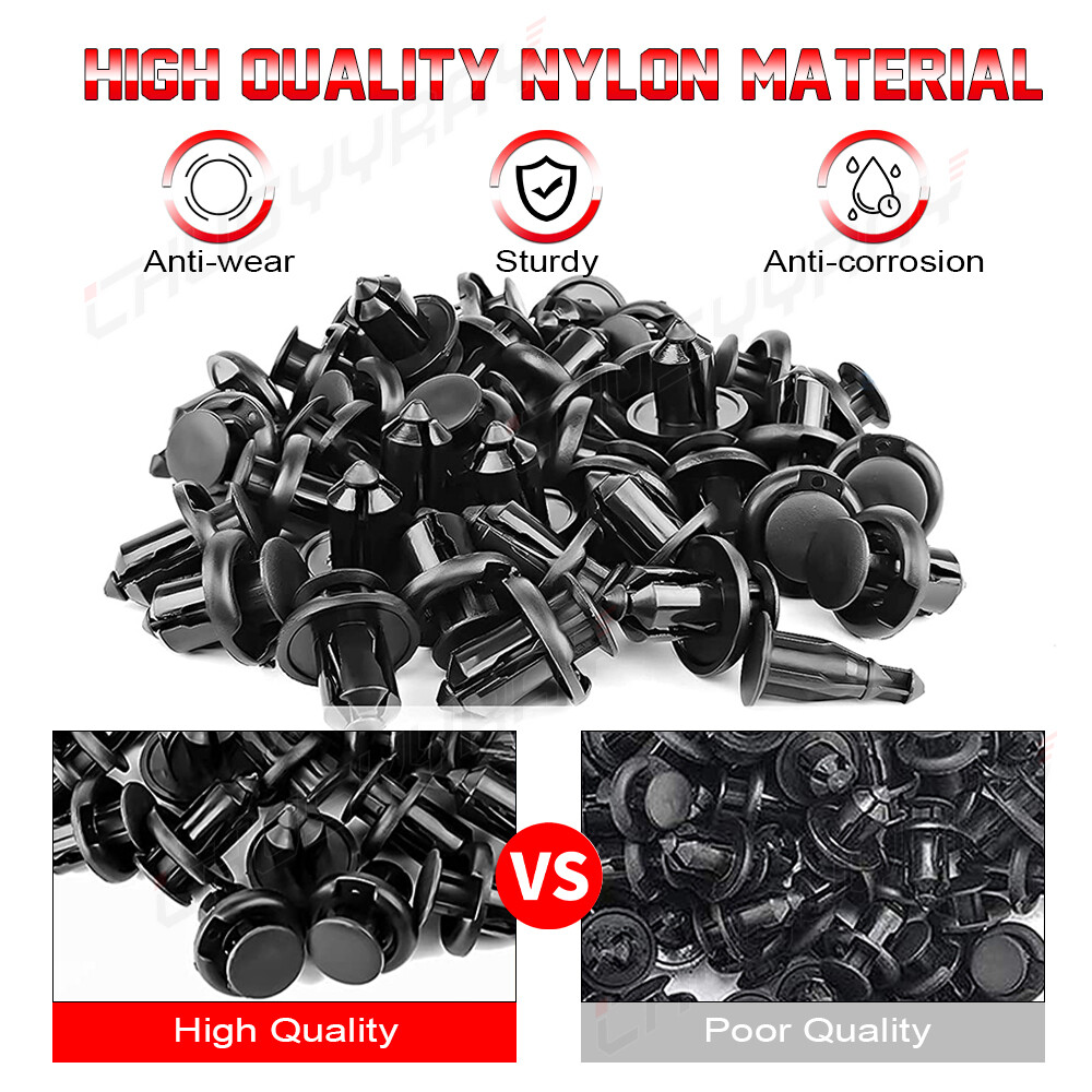 100pcs/Set Plastic Rivet Car Fender Bumper Push Pin Clips 10mm Hole For Honda