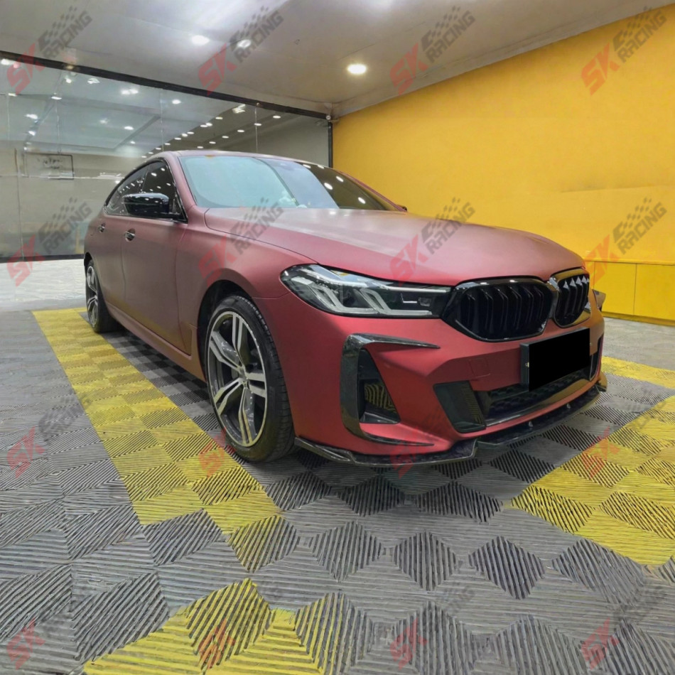 For BMW 6 Series GT G32 M-sport 21+ Carbon Fiber/Black Front Bumper Canards Fins