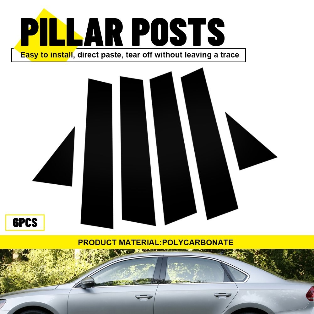 Decal Covers Black Door Trim Black Pillar Posts Fit For VW Passat 2011-2019 4dr