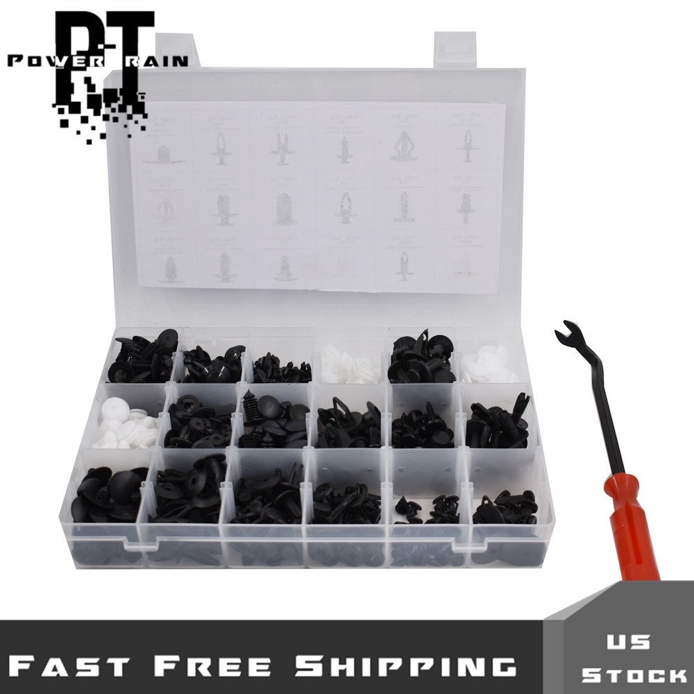 Plastic Rivets Clips Fastener Fender Bumper Push Pin W/ Free Remover Tool 415PCS