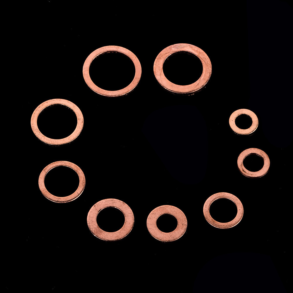 200pcs Engine Oil Drain Plug Copper Crush Washer Seal O-Ring Gasket 9 Sizes Box