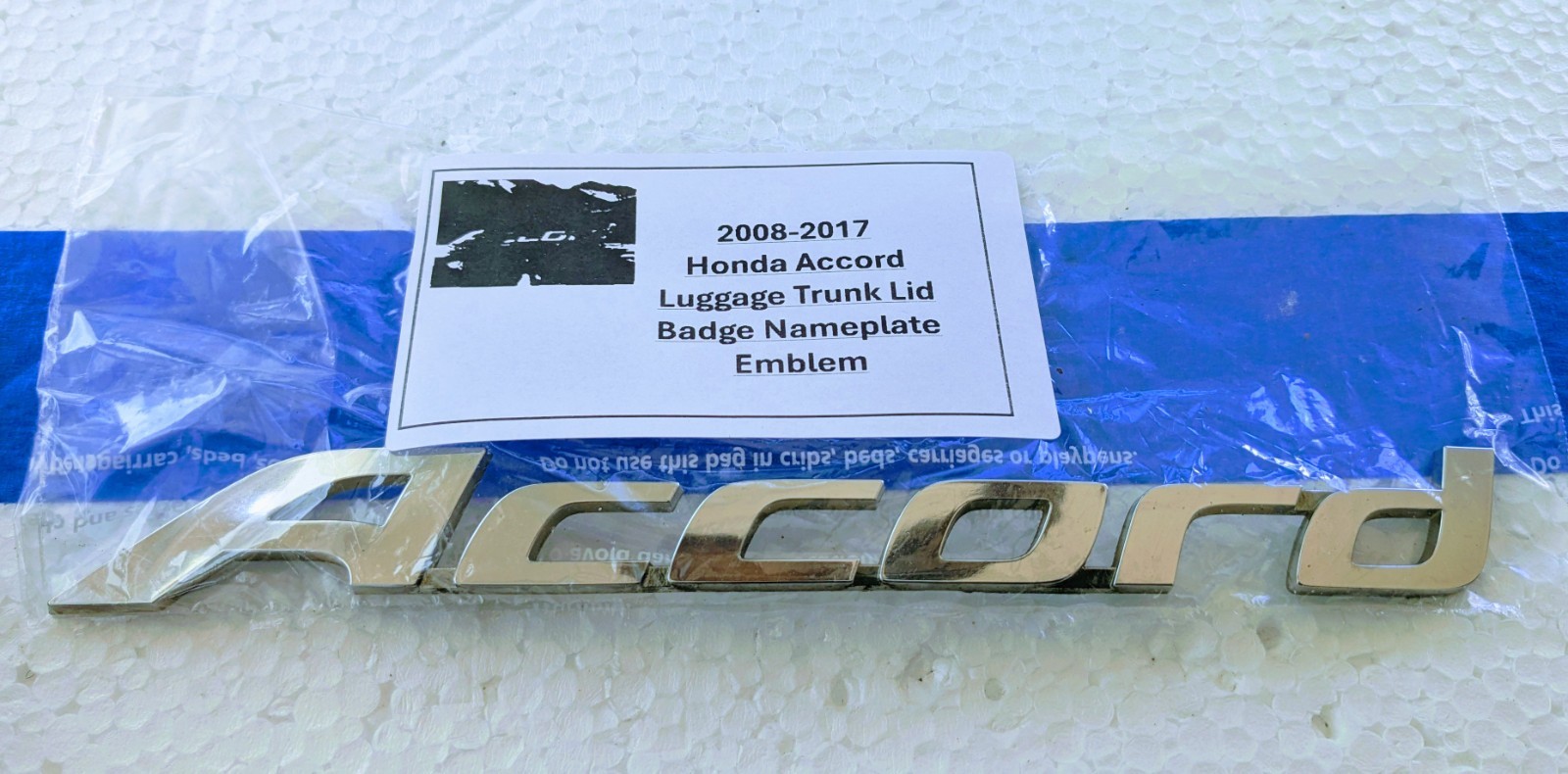 2008-17 Honda Accord Emblem Luggage Trunk Lid Badge Nameplate Adhesive Included