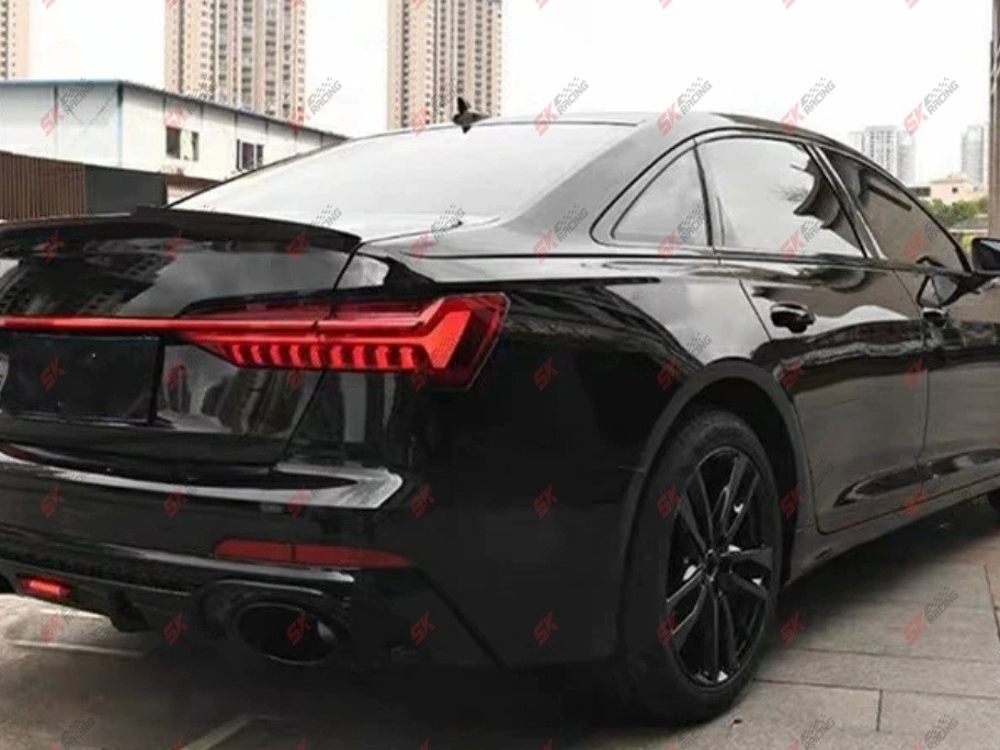 For Audi A6 2019-22 Forged/Carbon Fiber/Glossy Black Rear Trunk Lip Spoiler Wing