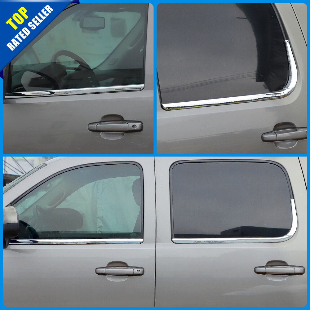 Chrome Door Window Bottom Sill Trim Strips For Chevy Silverado Suburban GMC07-13