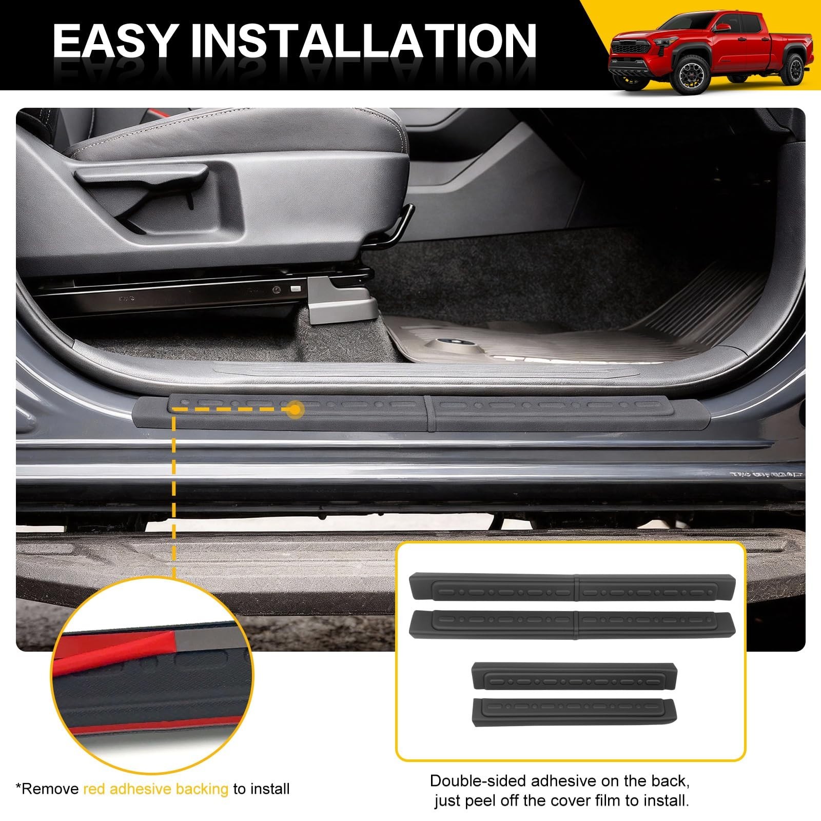 Door Sill Guards for Tacoma 2024-2026 | TPE Entry Protector Kit | 4Pcs Set