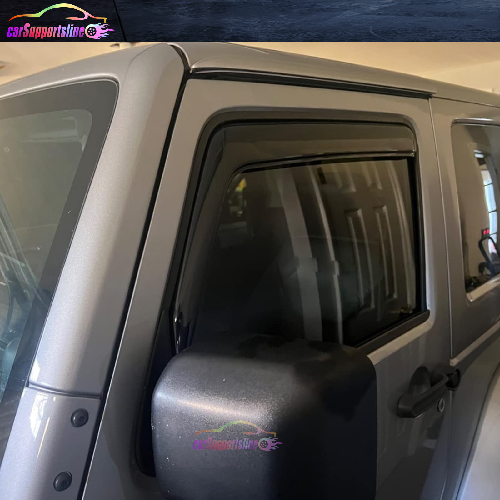 Fits 07-17 Jeep Wrangler & 18 Wrangler JK 2Dr In-Channel Window Visors w/ Sport
