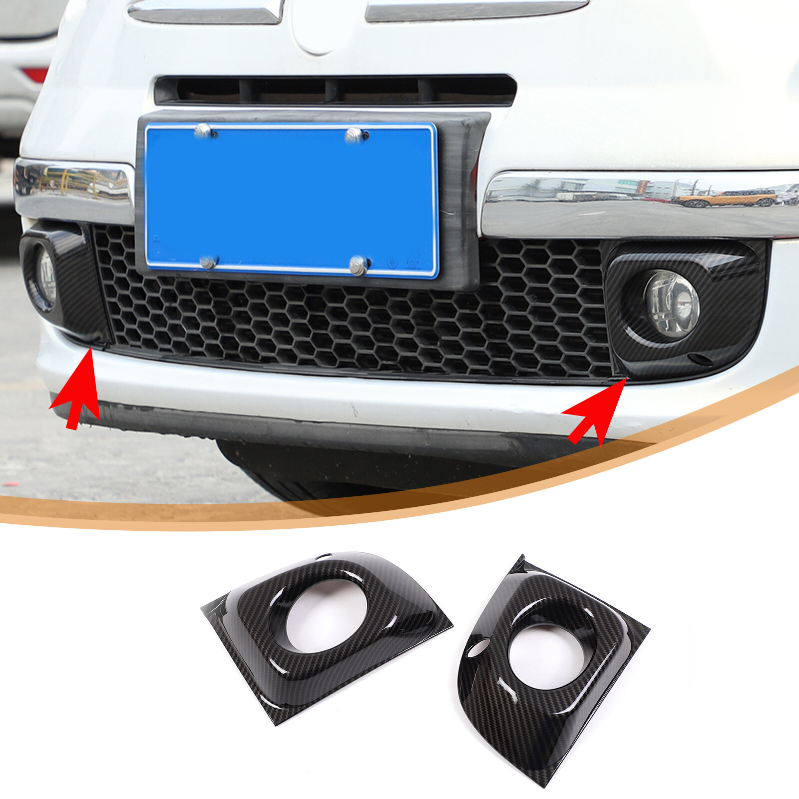 ABS Front Fog Light Lamp Cover Trim Kit Fit For Fiat 500 11-15 Carbon Fiber Look