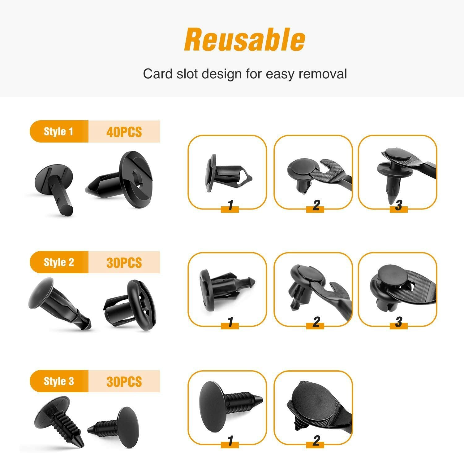 For Honda 200 Pcs Push Bumper Fastener Rivet Clips with 6 Size Auto Body Retaine