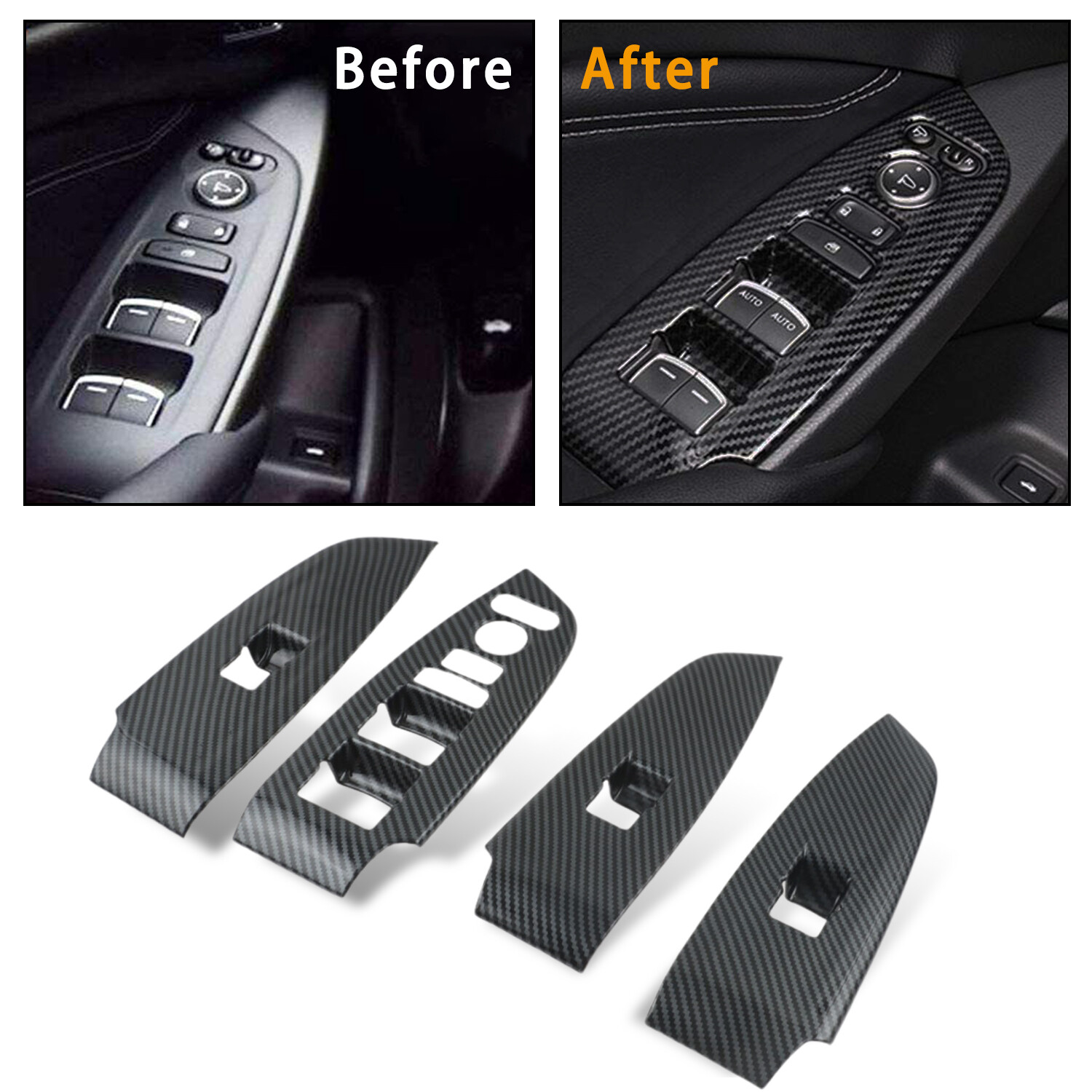 Carbon Fiber Texture Window Switch Panel Trim Cover for 18-21 Honda Accord