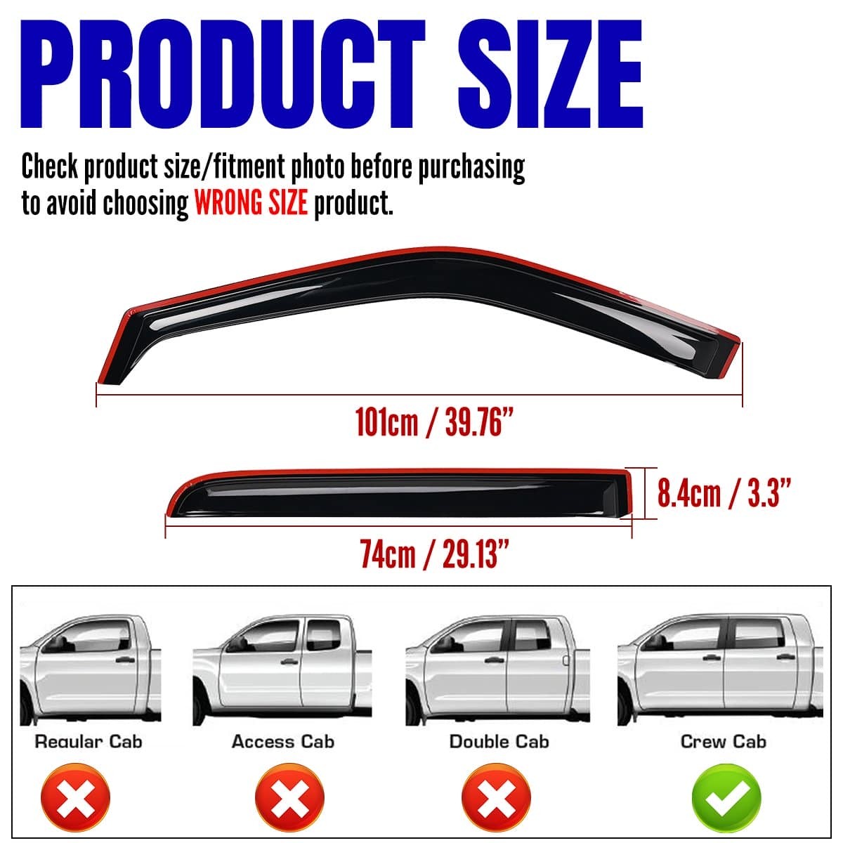 Black IN-CHANNEL Side Window Rain Guards Replace for Ford F-150 Crew Cab 2015-22