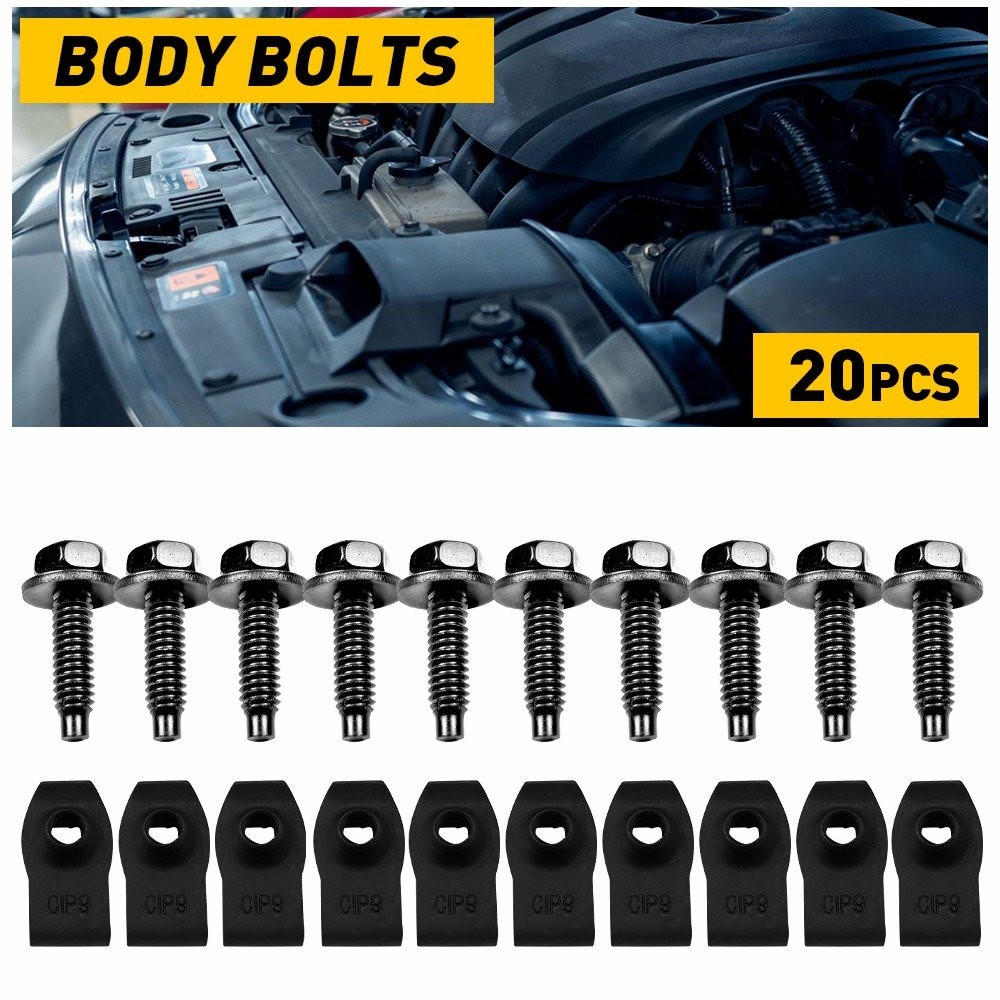 5/16-18 x 1-3/16″ Long- 20pcs (10ea)-374F FIT Ford Truck Body Bolts & U-nut Clip