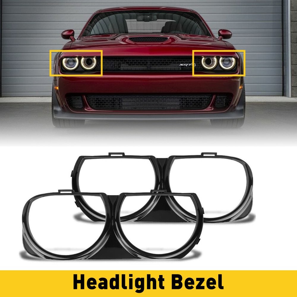 Front Headlight Lamp Bezel Trim LH & RH for 2015-2021 Dodge Challenger USA EXC