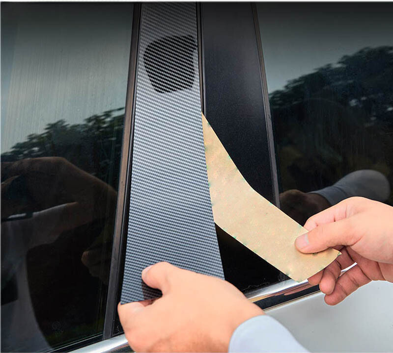 Carbon Fiber Look Pillar Posts Window Trim Cover Fit For Audi A6 C8/4K 2019-2023