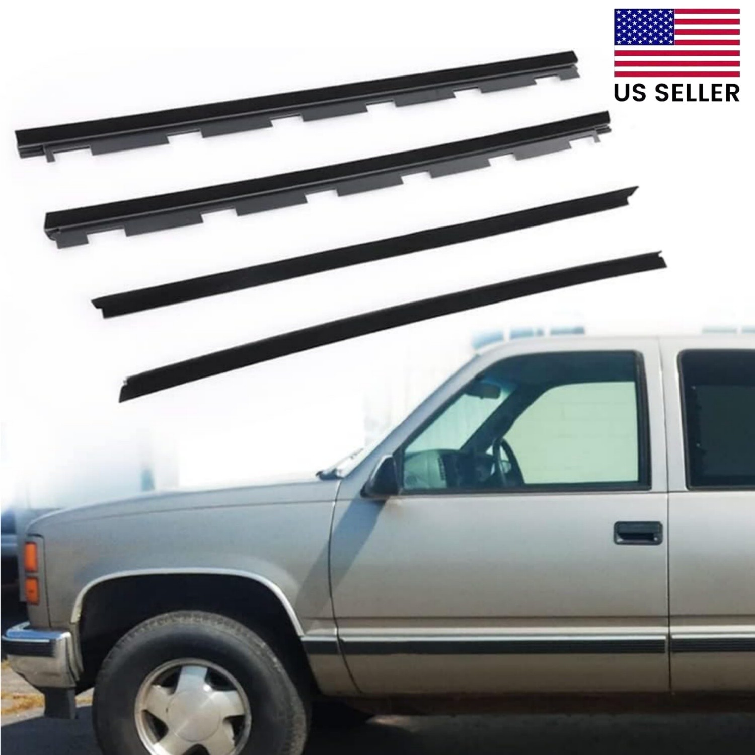 4PCS Fit for Chevy Truck Inner & Outer Window Sweep Felt Seal Weatherstrip Kit