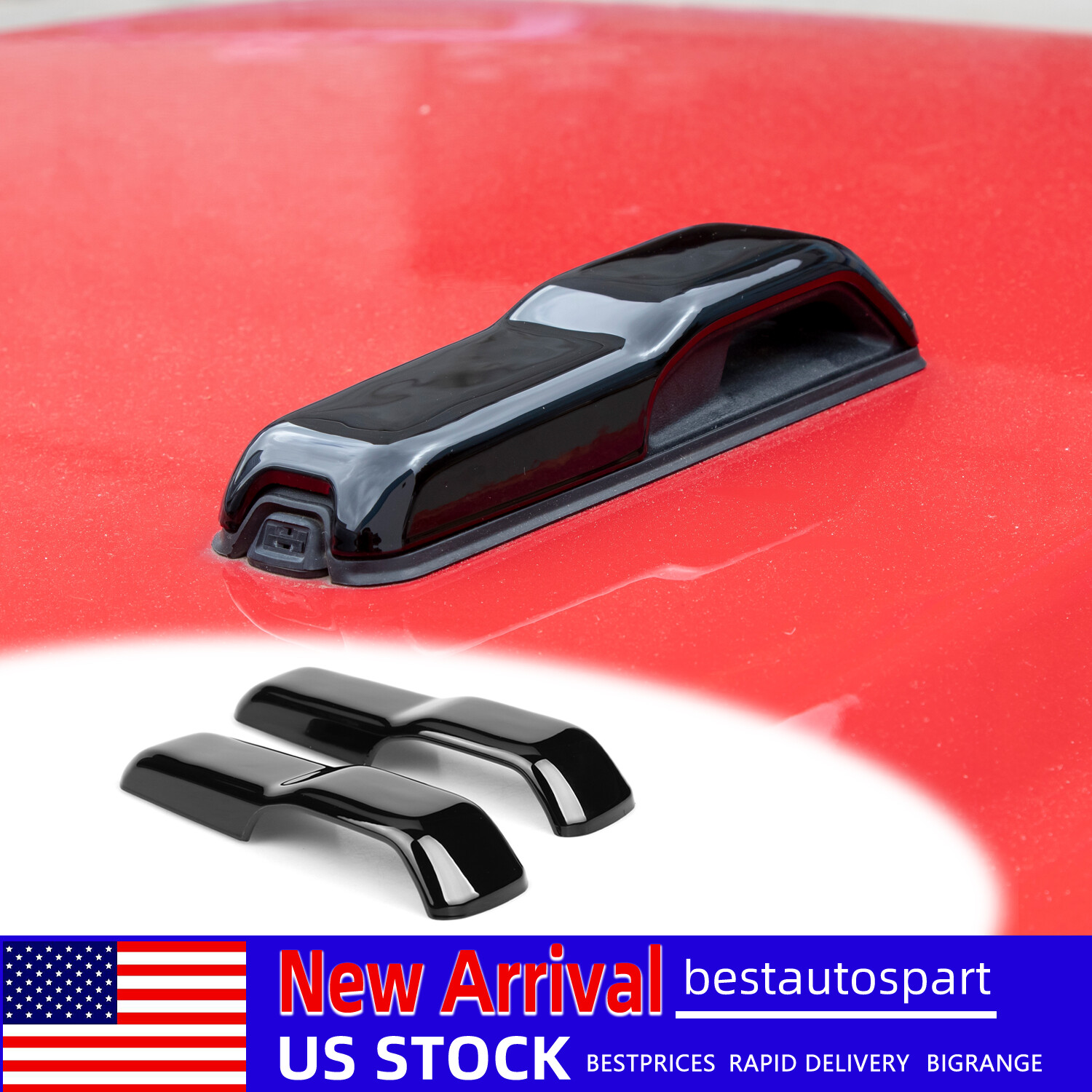 Hood Spray Nozzle Decorative Cover Trim Black For Jeep Wrangler JL 2018+ 2/4Dr