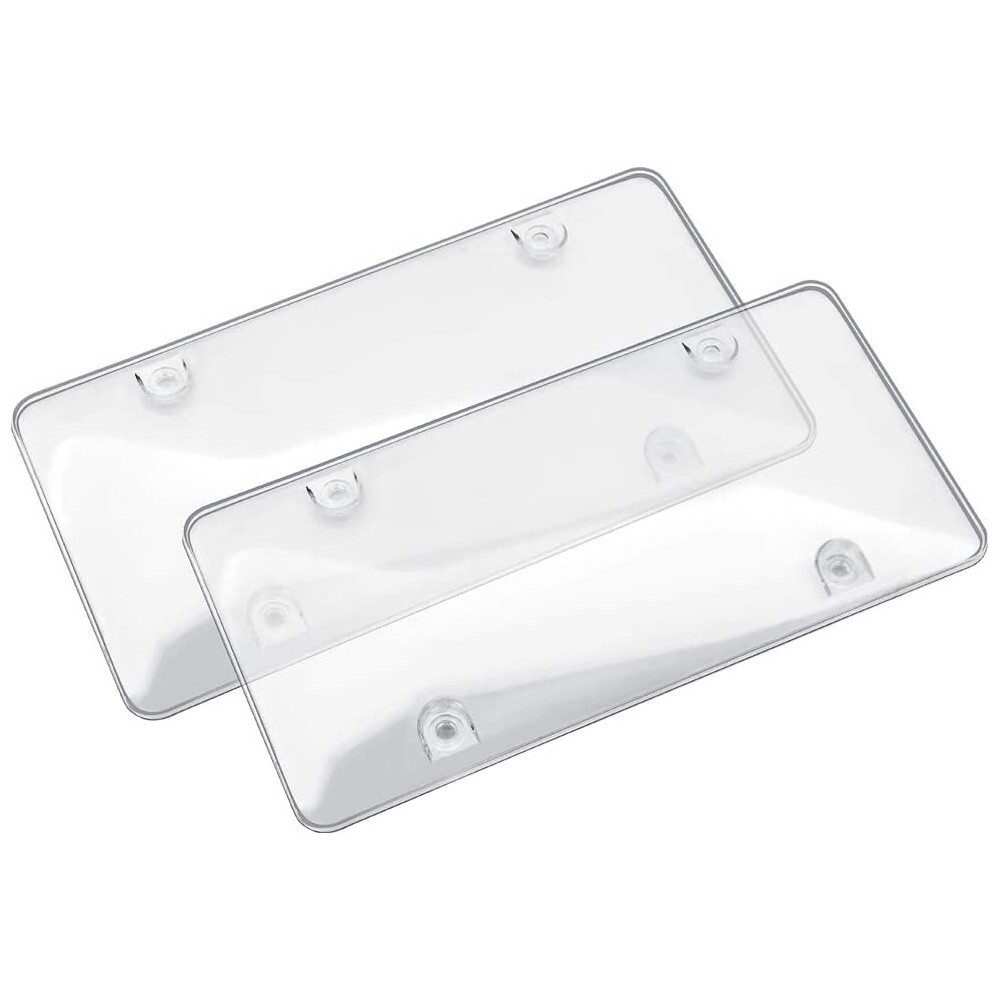 2x Clear License Plate Bubble Shields Frame Cover Protect US Plates UV Proof