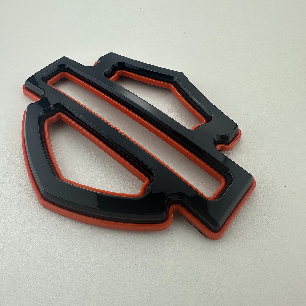 2Pcs Set Black Orange Double Layer Custom CVO Tank Emblems Badges 5 or 6 Gal