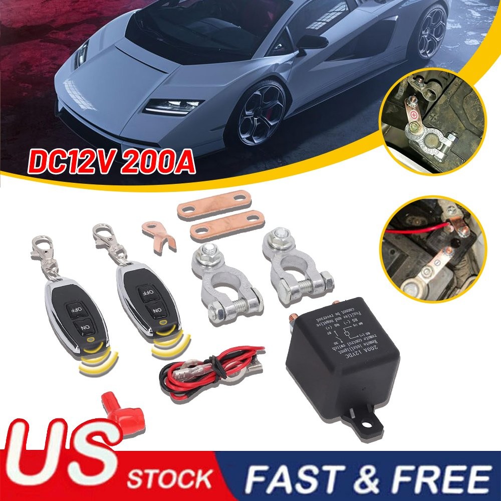 Wireless Dual Remote Car Battery Cut-off Disconnect Relay Isolator Switch 12V