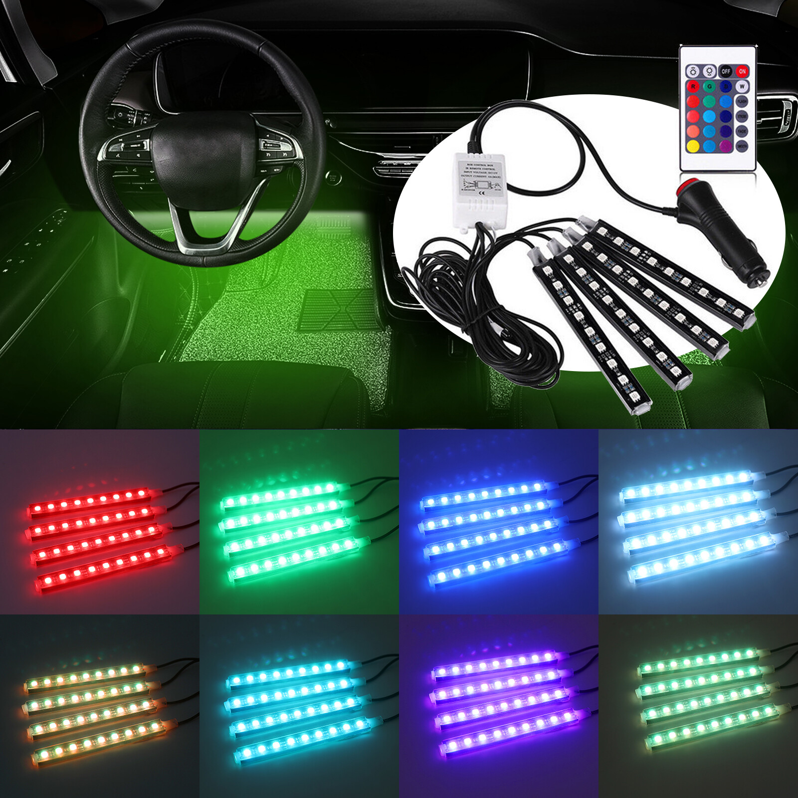 SHENKENUO RGB Car LED Strip Lights – 5050 SMD 36 LEDs,16 Colors, IP65 Waterproof