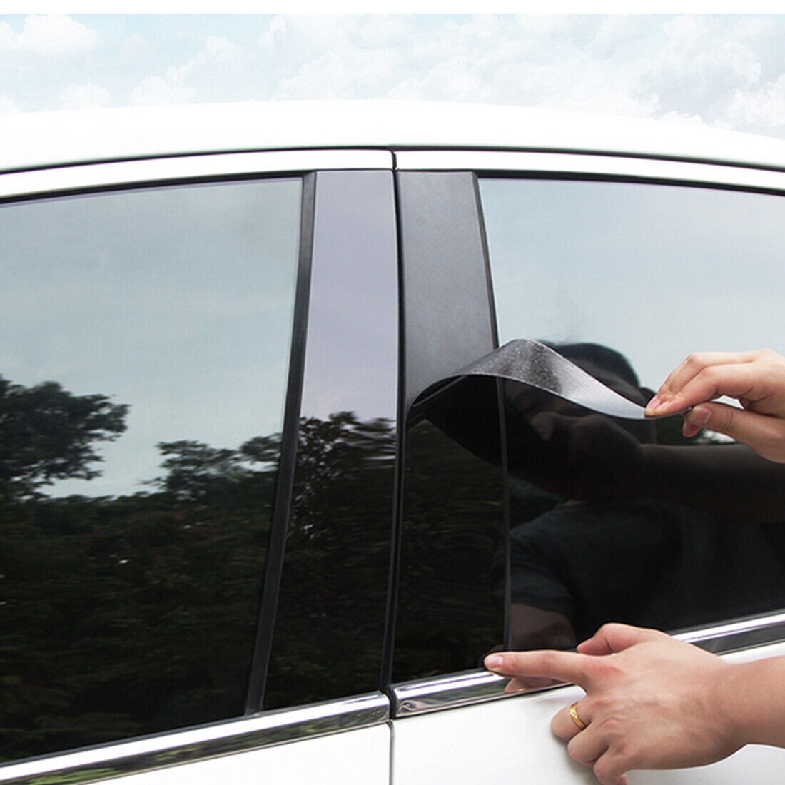 2pc Gloss Black Polycarbonate Window Pillar Posts For BMW F36 Gran Coupe 2014-19
