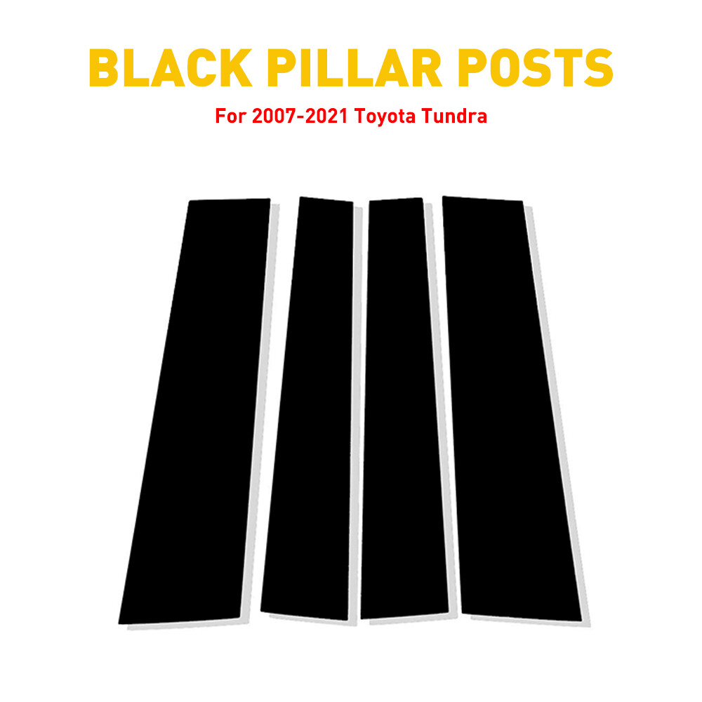 Fit Toyota Post Tundra Pillar Door 2007-2021 Window Trim Black Covers Glossy USA